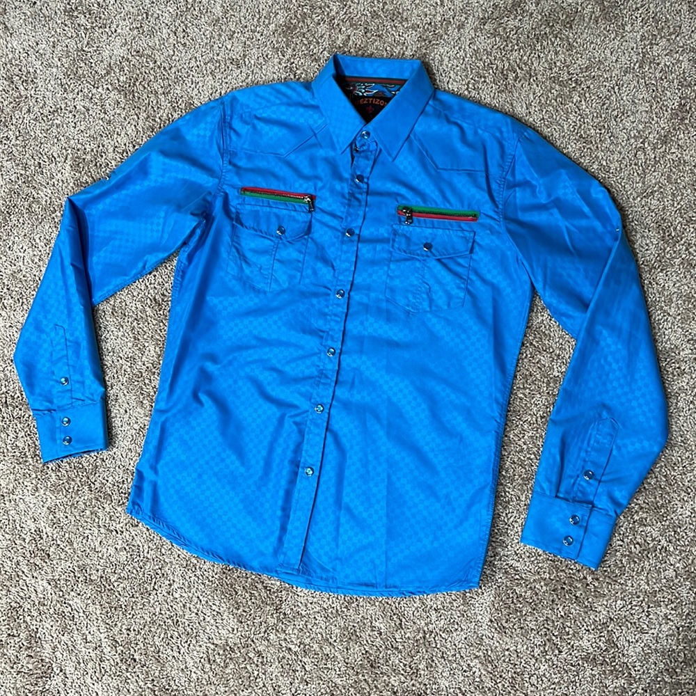 Meztizos men’s long sleeve snap button down shirt size L